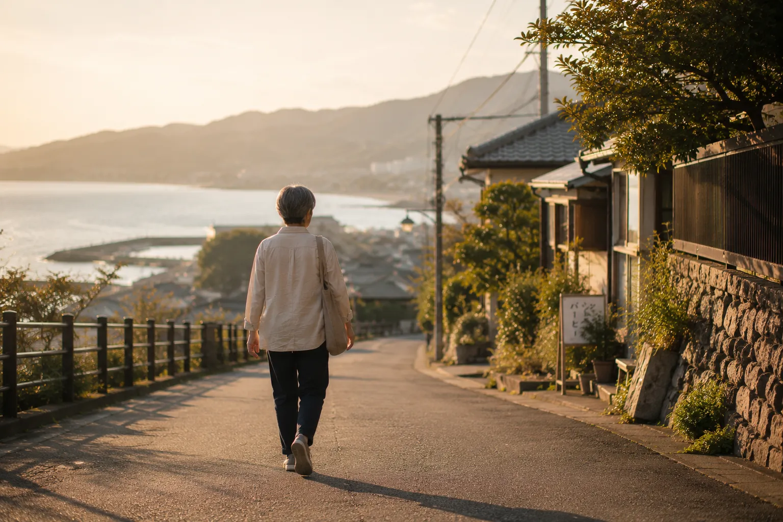 年齢を重ねても、散歩や趣味、家族との時間を楽しむ日々が続いていく、やわらかな光の風景