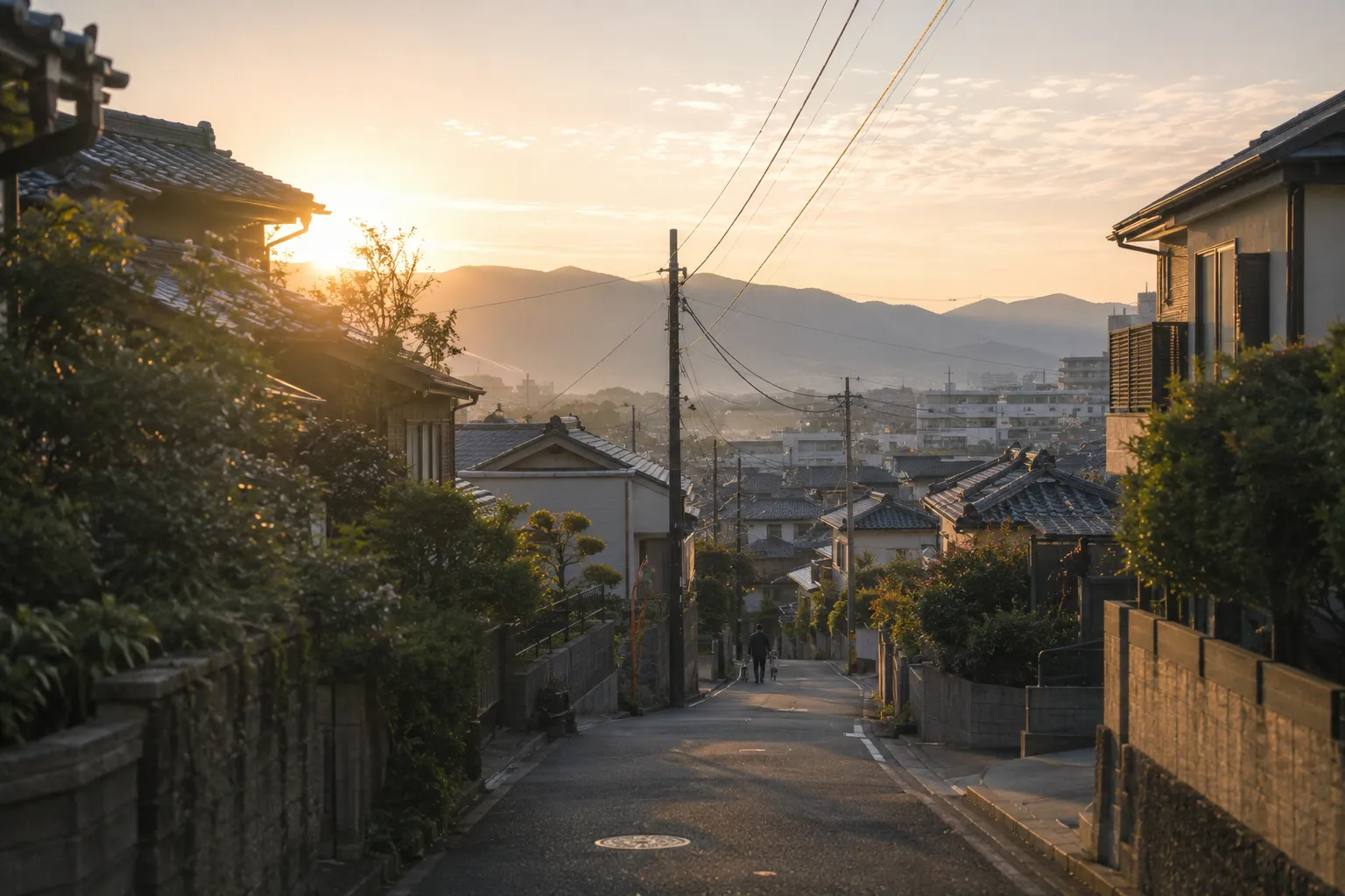 朝のやわらかな光につつまれた小田原の街並み