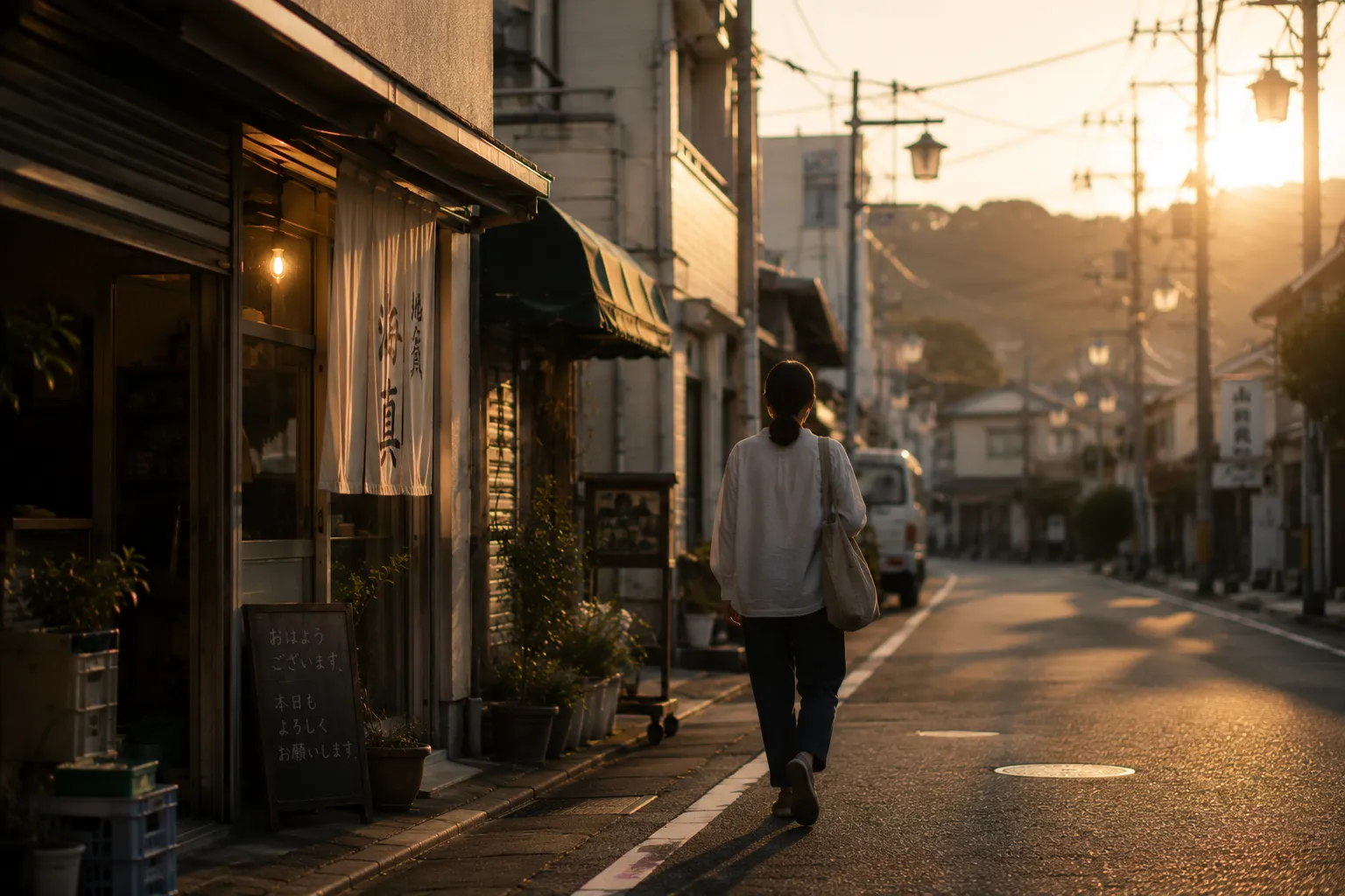 仕事の一日が静かに始まる、やわらかな朝の光と働く人の風景